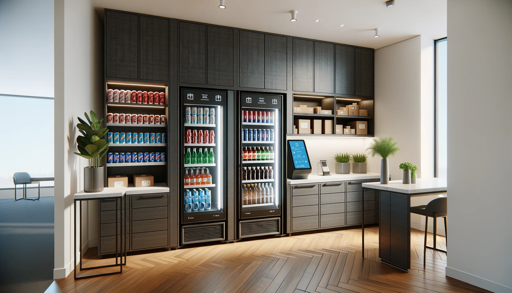 Self-serve micro-market in a corporate headquarters break room in Addison Illinois