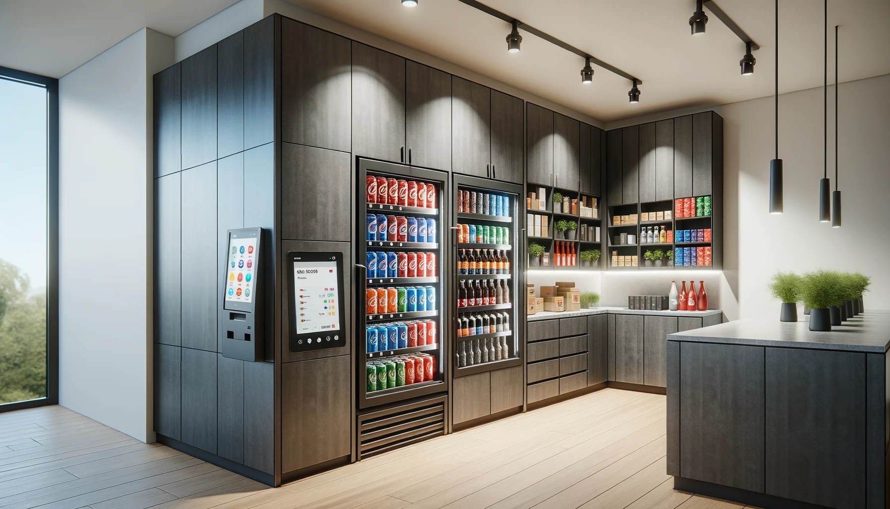 Self-serve micro-market in the break room at a Bolingbrook corporate headquarters
