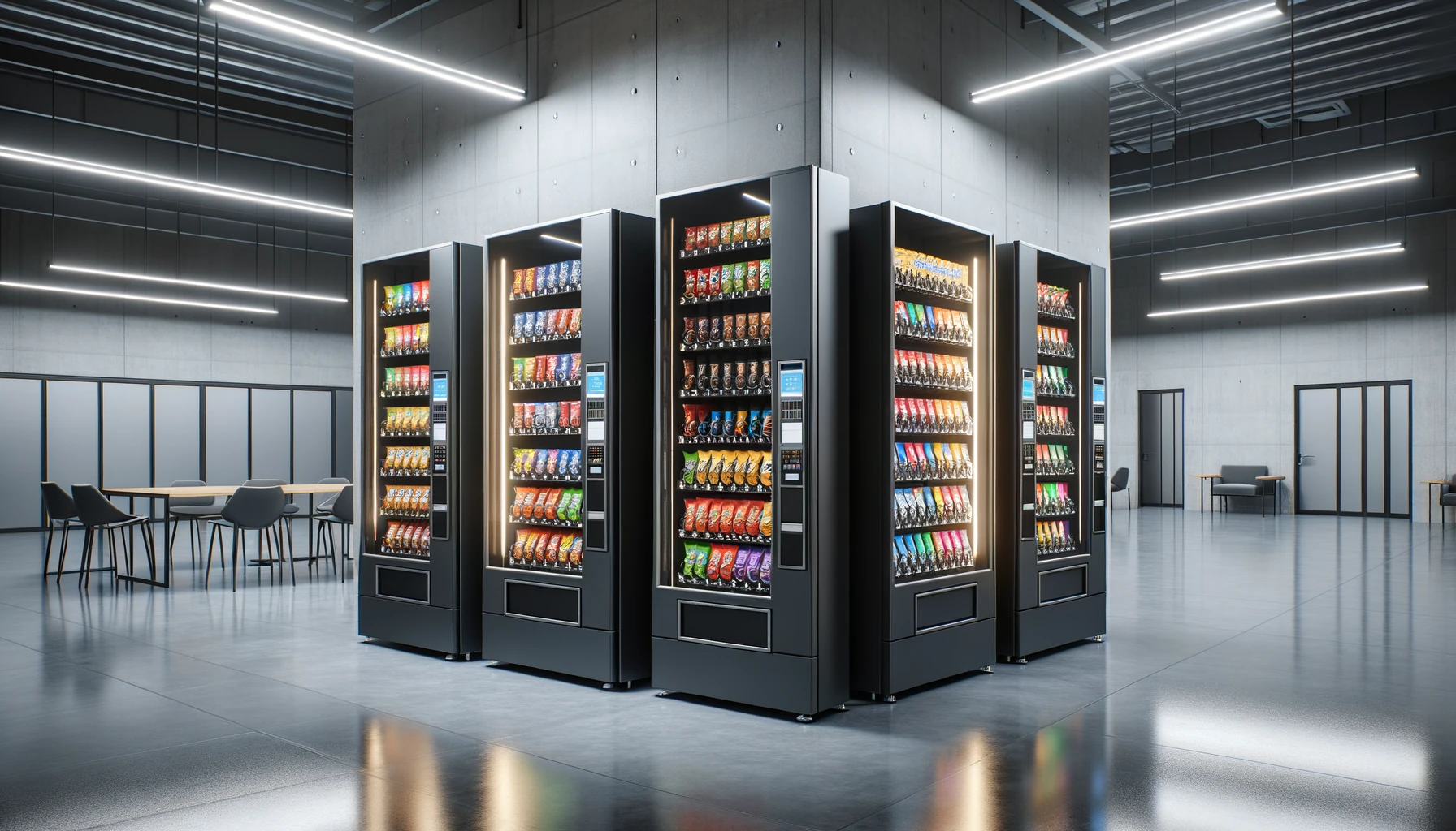 Vending machines in a Bolingbrook logistics facility corporate break room