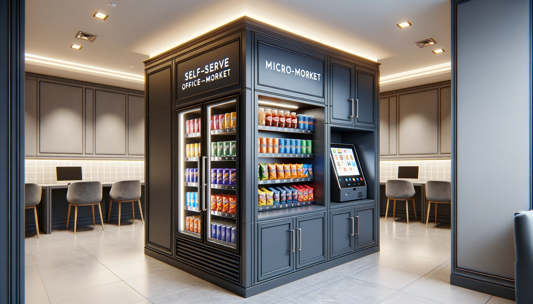 Self-serve micro-market in a Carol Stream corporate office break room