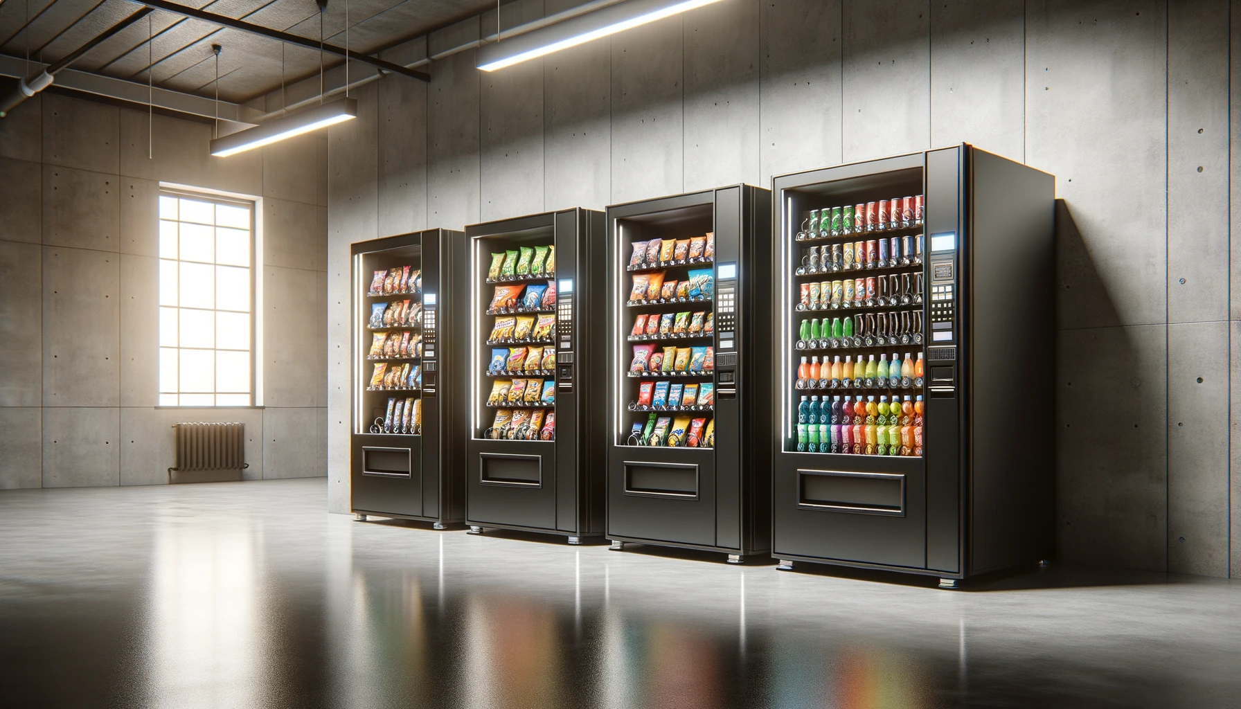 Vending machines in an Elk Grove Village industrial facility break room