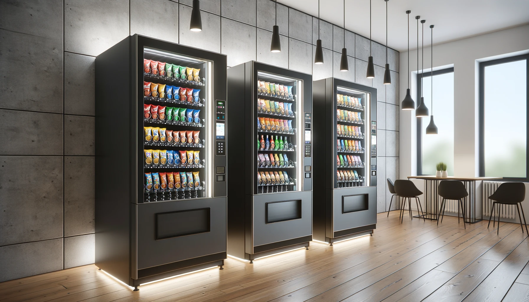 Corporate break room with vending machines at a Lisle I-88 office park