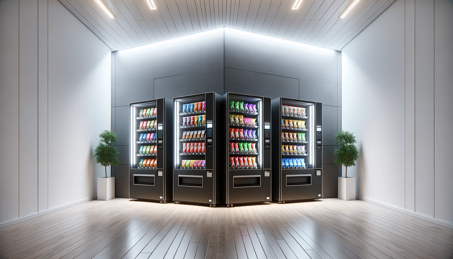 Corporate vending machines in a Lombard office building break room