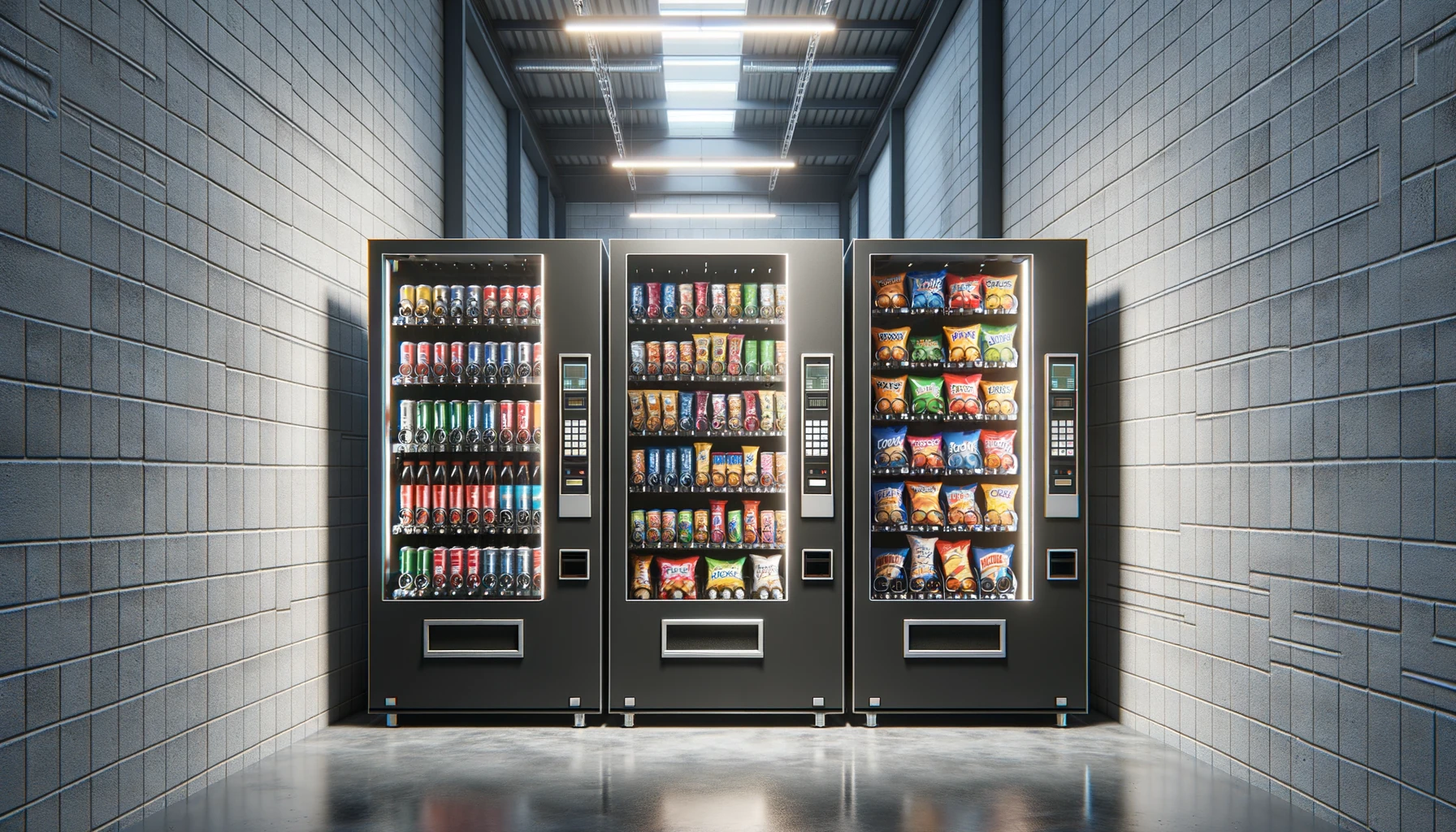 Vending machines in a Romeoville warehouse distribution facility break room