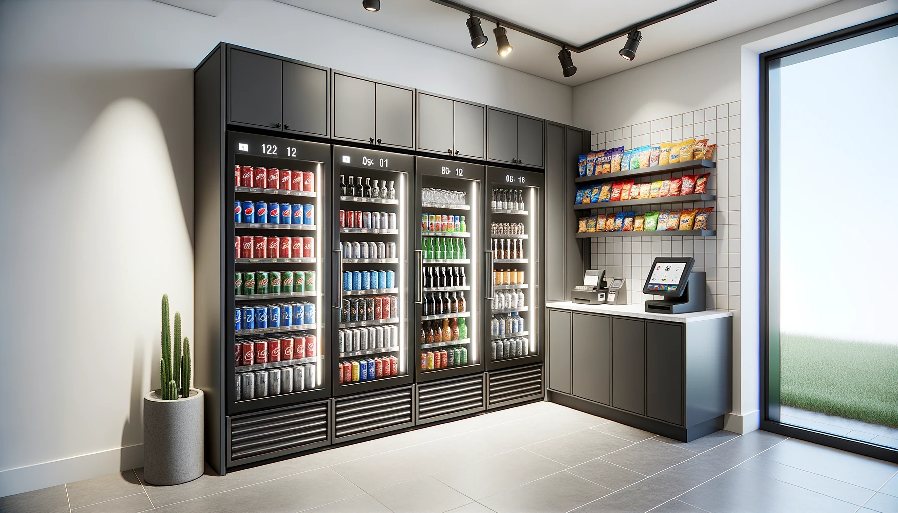 Self-serve micro-market in a Rosemont corporate break room near O'Hare