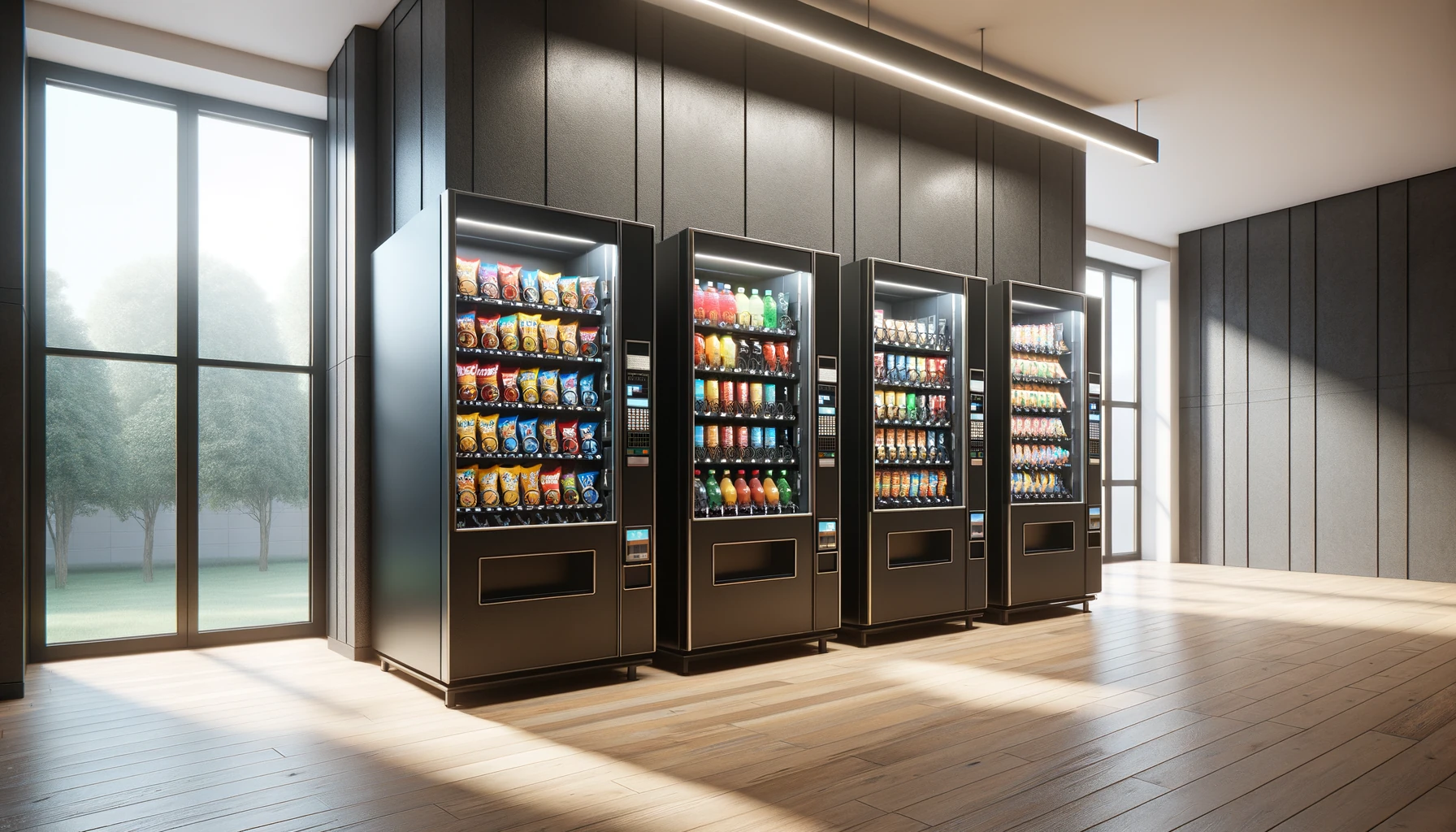 Vending machines in a Schaumburg corporate office break room